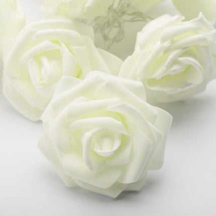 20 White Rose 3D Fairy Lights 3M String, Battery (AA) Indoor & Outdoor Decorations Wedding Valentines Romantic Room Table Lighting 7