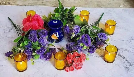 10 Pack Yellow Glass Votive Candle Holders Table Centreoieces  Xmas Wedding Anniversary Event Recption Party Function or Home Decor 3