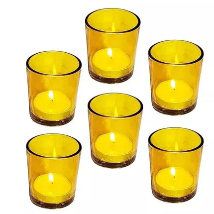 20 Pack Yellow Glass Votive Candle Holders Table Centreoieces  Xmas Wedding Anniversary Event Recption Party Function or Home Decor 6