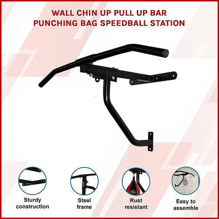 Wall Chin Up & Pull Up Bar with Punching Bag and Speedball Station Combo 3