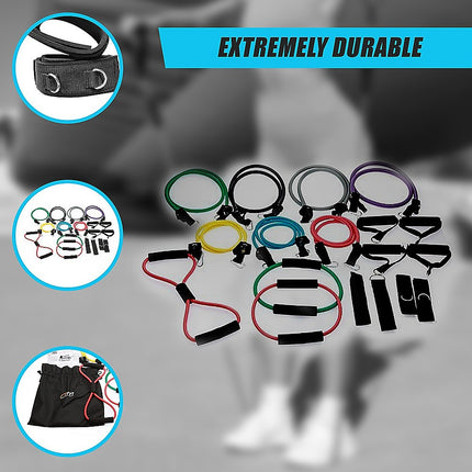 19PC Resistance Exercise Fitness Bands Tubes Kit Yoga Set 7