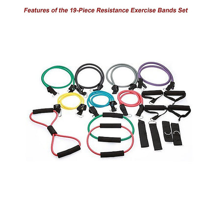 19PC Resistance Exercise Fitness Bands Tubes Kit Yoga Set 11