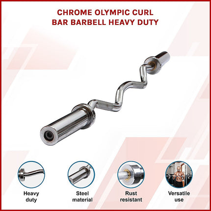 120cm Chrome Olympic EZ Curl Bar – Weightlifting Barbell for Home Gym Training 3