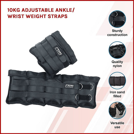 10kg Adjustable Ankle/Wrist Weight Straps 3