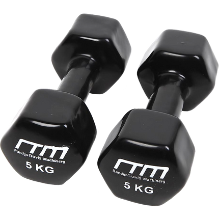 5kg Dumbbells Pair PVC Hand Weights Rubber Coated 6