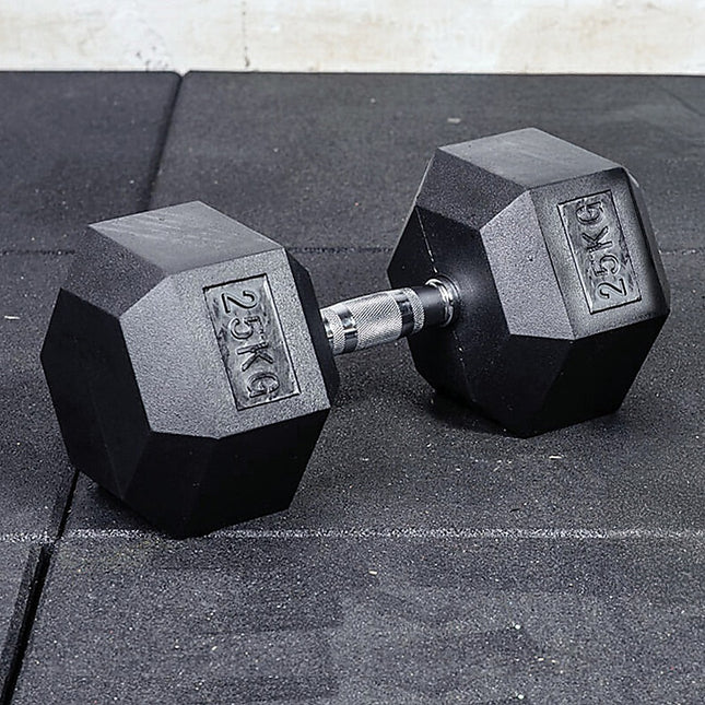 25KG Commercial Rubber Hex Dumbbell Gym Weight 2
