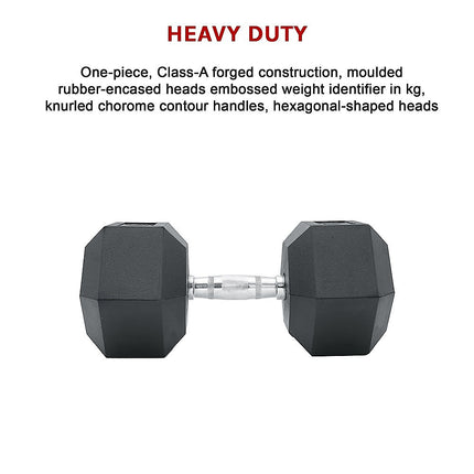 25KG Commercial Rubber Hex Dumbbell Gym Weight 11