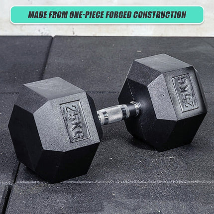 25KG Commercial Rubber Hex Dumbbell Gym Weight 9