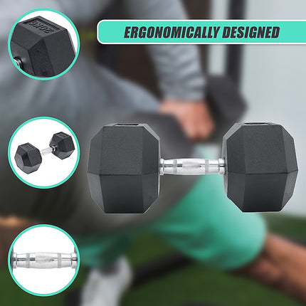 20KG Commercial Rubber Hex Dumbbell Gym Weight 6