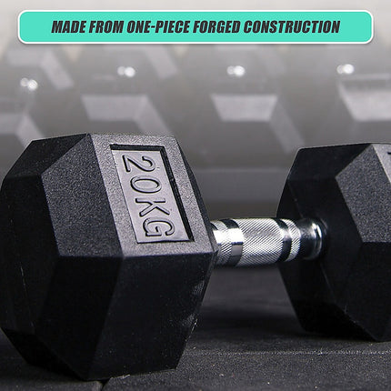 20KG Commercial Rubber Hex Dumbbell Gym Weight 7