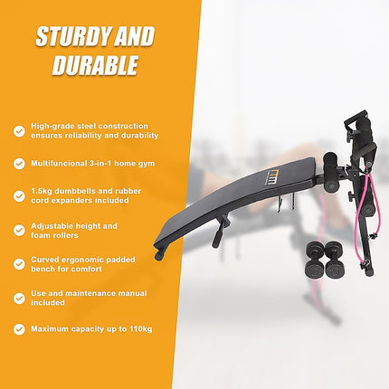 Foldable Incline Sit Up Bench for Home Gym Ab Workout Training 9