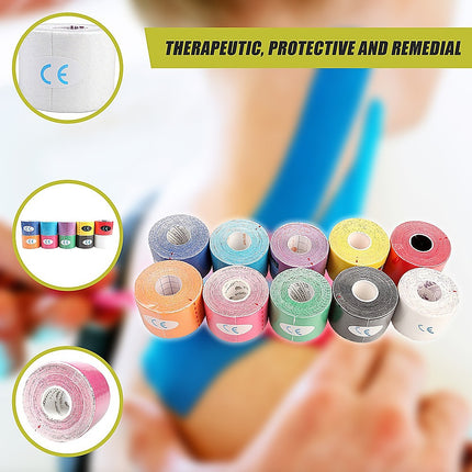10 Rolls Muscle & Injury Kinesiology Sports Tape 5m x 5cm – Waterproof Support 8