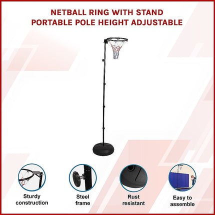 Netball Ring with Stand Portable Pole Height Adjustable 3