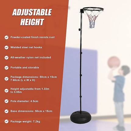 Netball Ring with Stand Portable Pole Height Adjustable 9