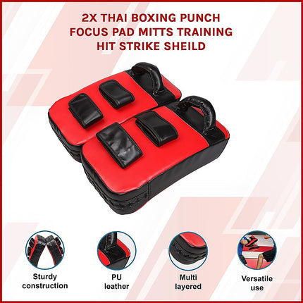 2 x Thai Boxing Punch Focus Pad Mitts Training Strike Shields Set 3