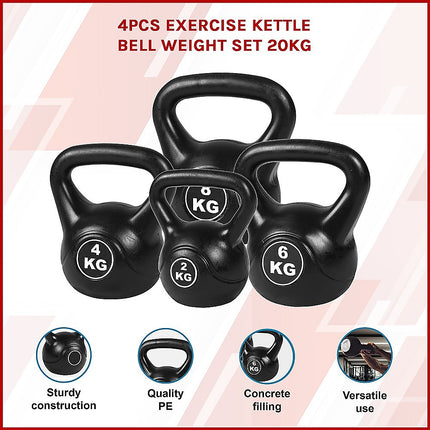 4pcs Exercise Kettle Bell Weight Set 20KG 3