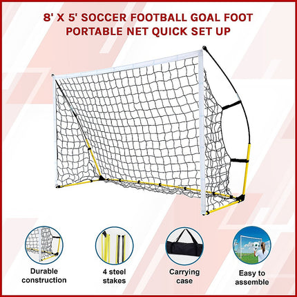 8' x 5' Soccer Football Goal Foot Portable Net Quick Set Up 3