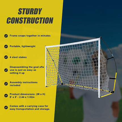 8' x 5' Soccer Football Goal Foot Portable Net Quick Set Up 8