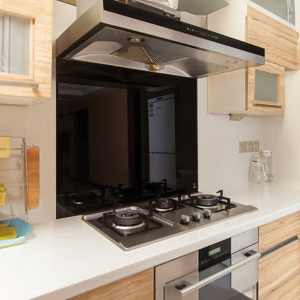 Toughened 60cm x 75cm Black Glass Kitchen Splashback 2