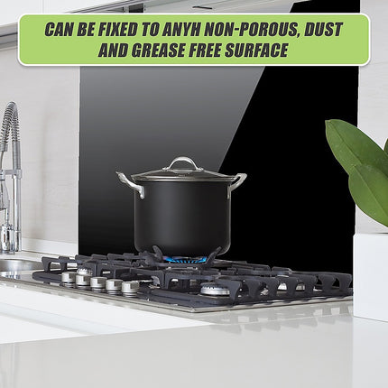 Toughened 60cm x 75cm Black Glass Kitchen Splashback 8