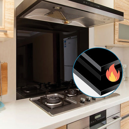 Toughened 60cm x 75cm Black Glass Kitchen Splashback 5