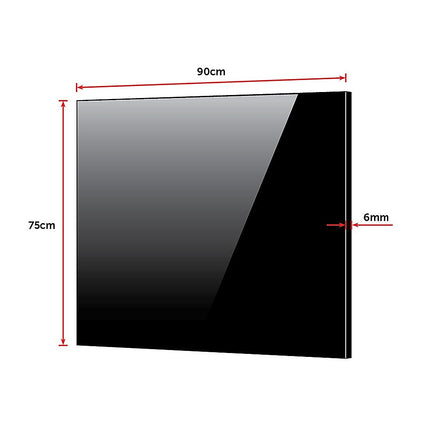 Toughened 90cm x 75cm Black Glass Kitchen Splashback 11