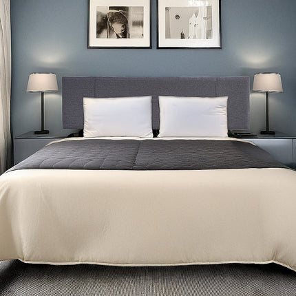 Linen Fabric King Bed Headboard Bedhead - Grey 2