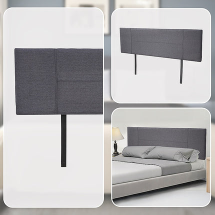 Linen Fabric King Bed Headboard Bedhead - Grey 7