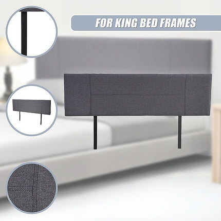 Linen Fabric King Bed Headboard Bedhead - Grey 9