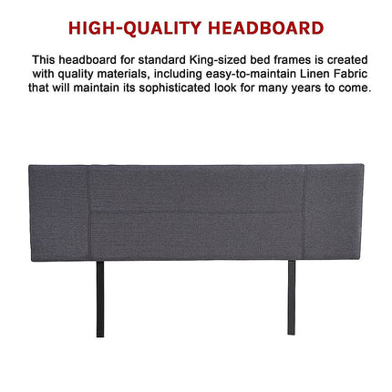 Linen Fabric King Bed Headboard Bedhead - Grey 11