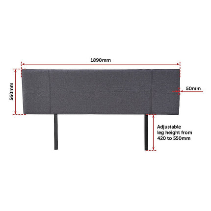 Linen Fabric King Bed Headboard Bedhead - Grey 12