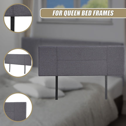 Linen Fabric Queen Bed Headboard Bedhead - Grey 9