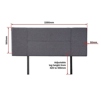 Linen Fabric Queen Bed Headboard Bedhead - Grey 12