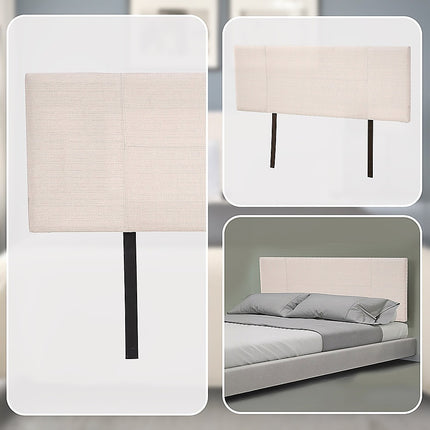 Linen Fabric Queen Bed Headboard Bedhead - Beige 7