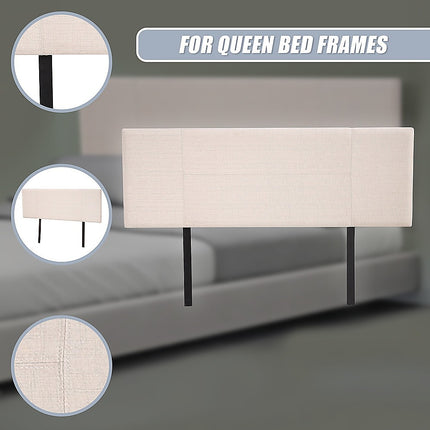 Linen Fabric Queen Bed Headboard Bedhead - Beige 9