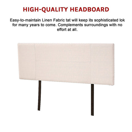 Linen Fabric Queen Bed Headboard Bedhead - Beige 11