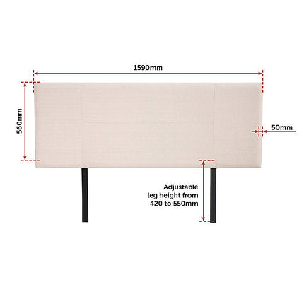 Linen Fabric Queen Bed Headboard Bedhead - Beige 12