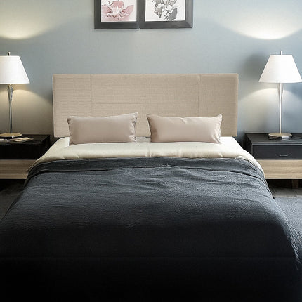 Linen Fabric Double Bed Headboard Bedhead - Beige 2