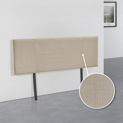 Linen Fabric Double Bed Headboard Bedhead - Beige 4
