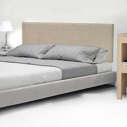 Linen Fabric Double Bed Headboard Bedhead - Beige 6