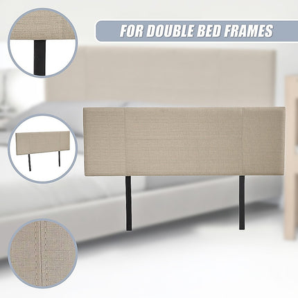 Linen Fabric Double Bed Headboard Bedhead - Beige 9