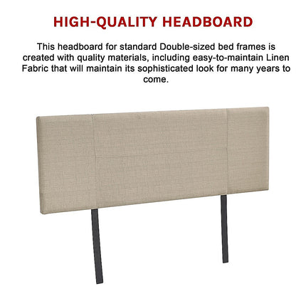 Linen Fabric Double Bed Headboard Bedhead - Beige 11