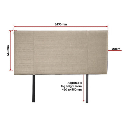 Linen Fabric Double Bed Headboard Bedhead - Beige 12