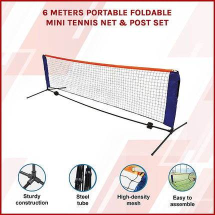 6 Meters Portable Foldable Mini Tennis Net & Post Set 3