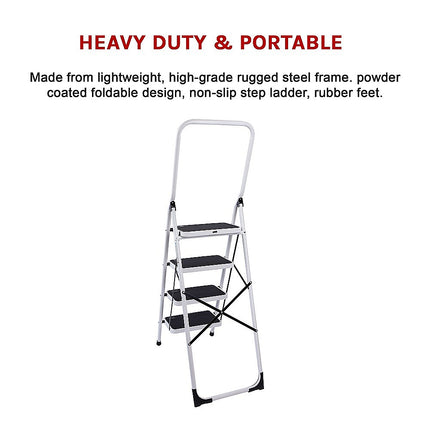 Foldable Non Slip 4 Step Steel Ladder 12