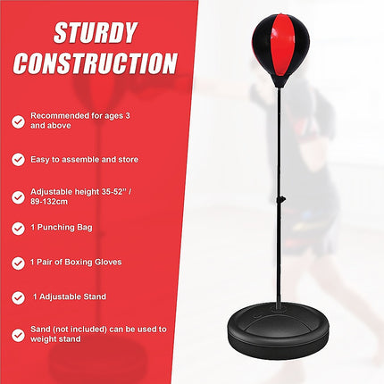 Kids Boxing Punching Bag Set – Children’s Training Gloves & Fitness Stand 9
