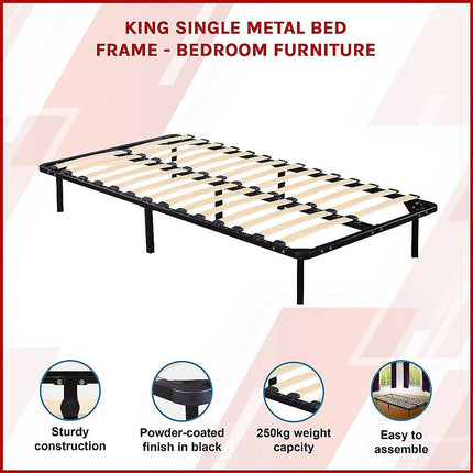 King Single Metal Bed Frame - Bedroom Furniture 3