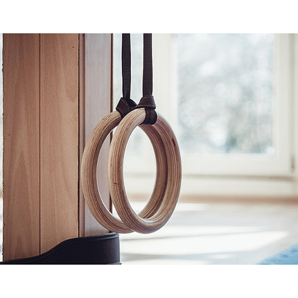 Birch Wood Gymnastic Rings with Adjustable Straps – Strength & Calisthenics Training 3