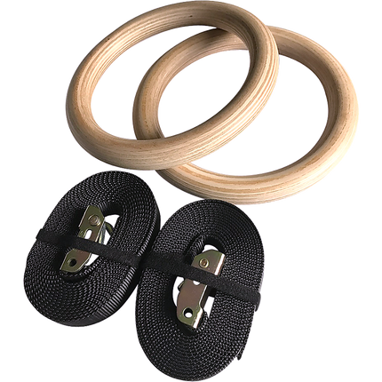 Birch Wood Gymnastic Rings with Adjustable Straps – Strength & Calisthenics Training 6