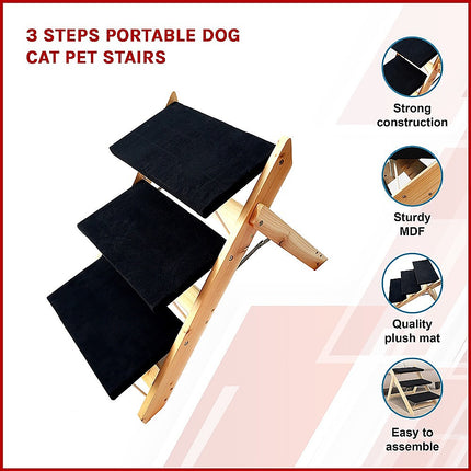 3 Steps Portable Dog Cat Pet Stairs 3